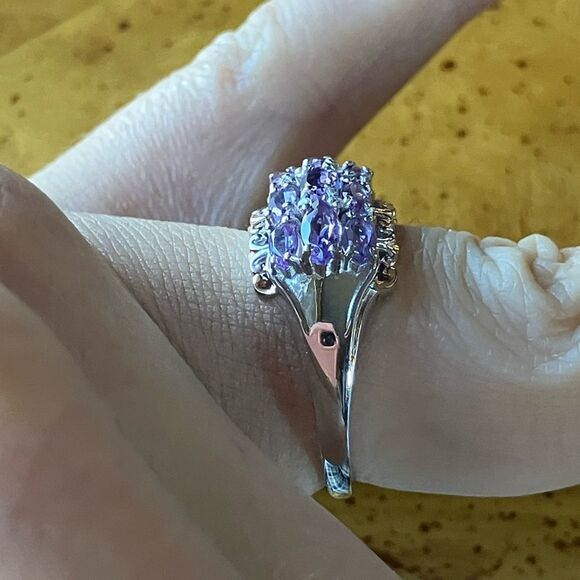 Rose de France Amethyst Sterling Silver Ring Size 7 - Picture 3 of 9